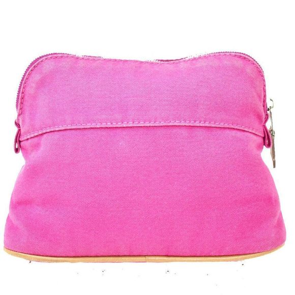 Hermes Fuchsia Pink Bolide Mini Pouch Cosmetic Cotton Canvas - Picture 3 of 13